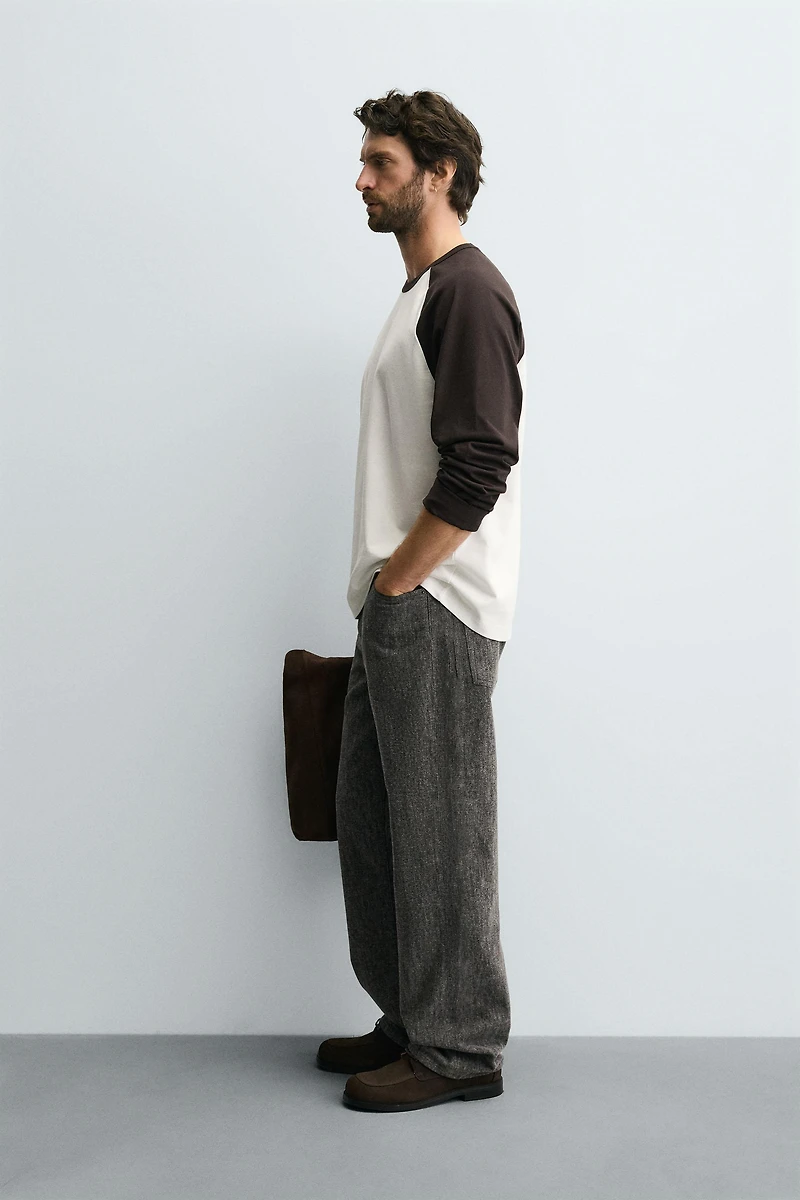 COLOR BLOCK RAGLAN SLEEVE T-SHIRT