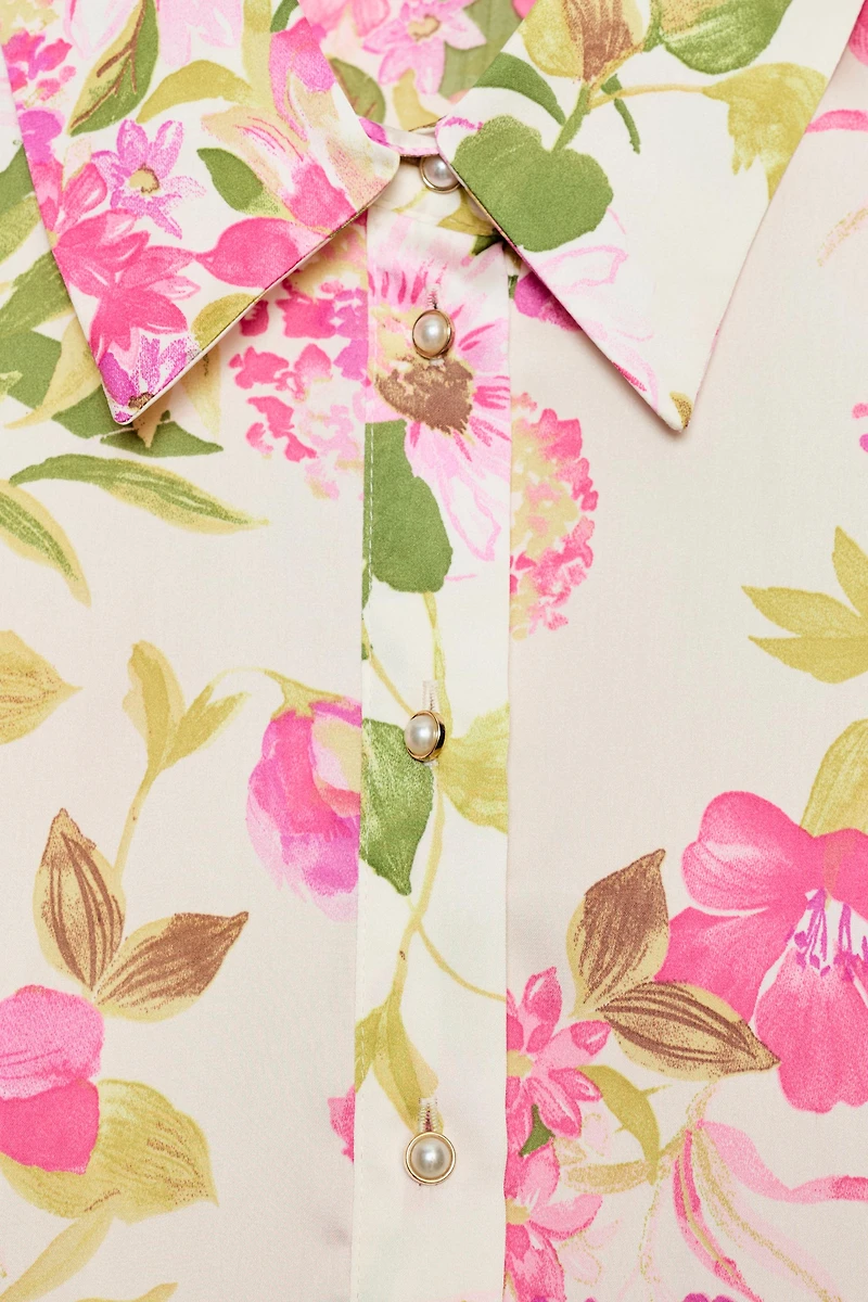 CHEMISE SATINÉE À IMPRIMÉ FLEURI