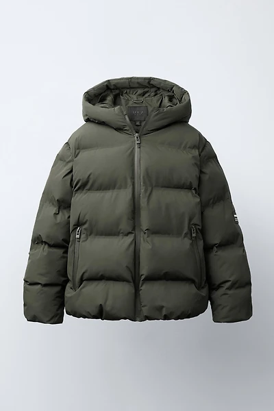 WATER REPELLENT PUFFER COAT WITH LABEL