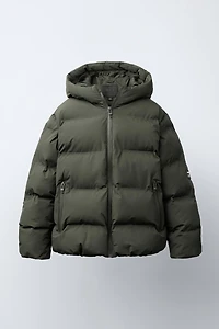 WATER REPELLENT PUFFER COAT WITH LABEL