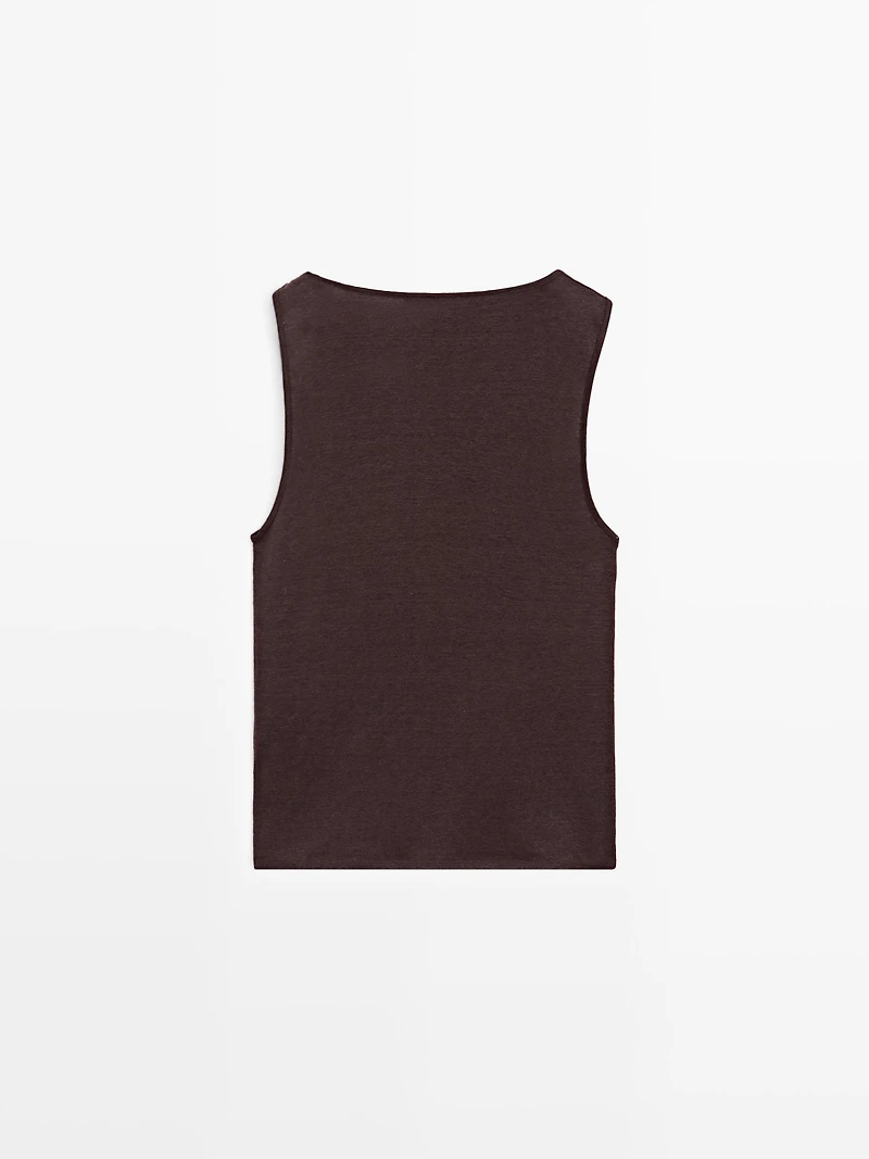 Cowl neck top with rhinestone detail