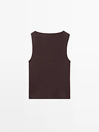 Cowl neck top with rhinestone detail