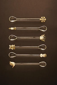 SET OF SHINY CHRISTMAS GLASS DESSERT SPOONS (SET OF 6)