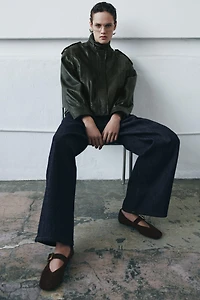 SUEDE BUCKLE BALLET FLATS