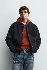 RIBBED BOMBER JACKET