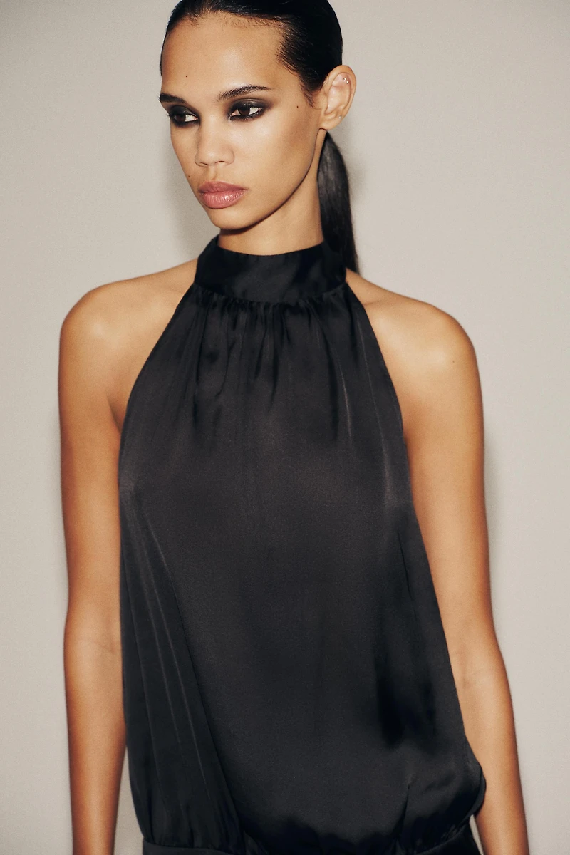 SATIN HALTER TOP