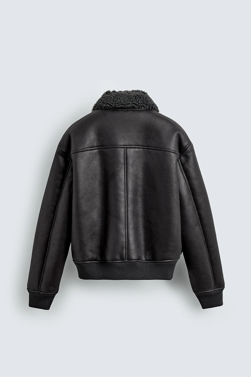 DOUBLE FACED FAUX LEATHER JACKET