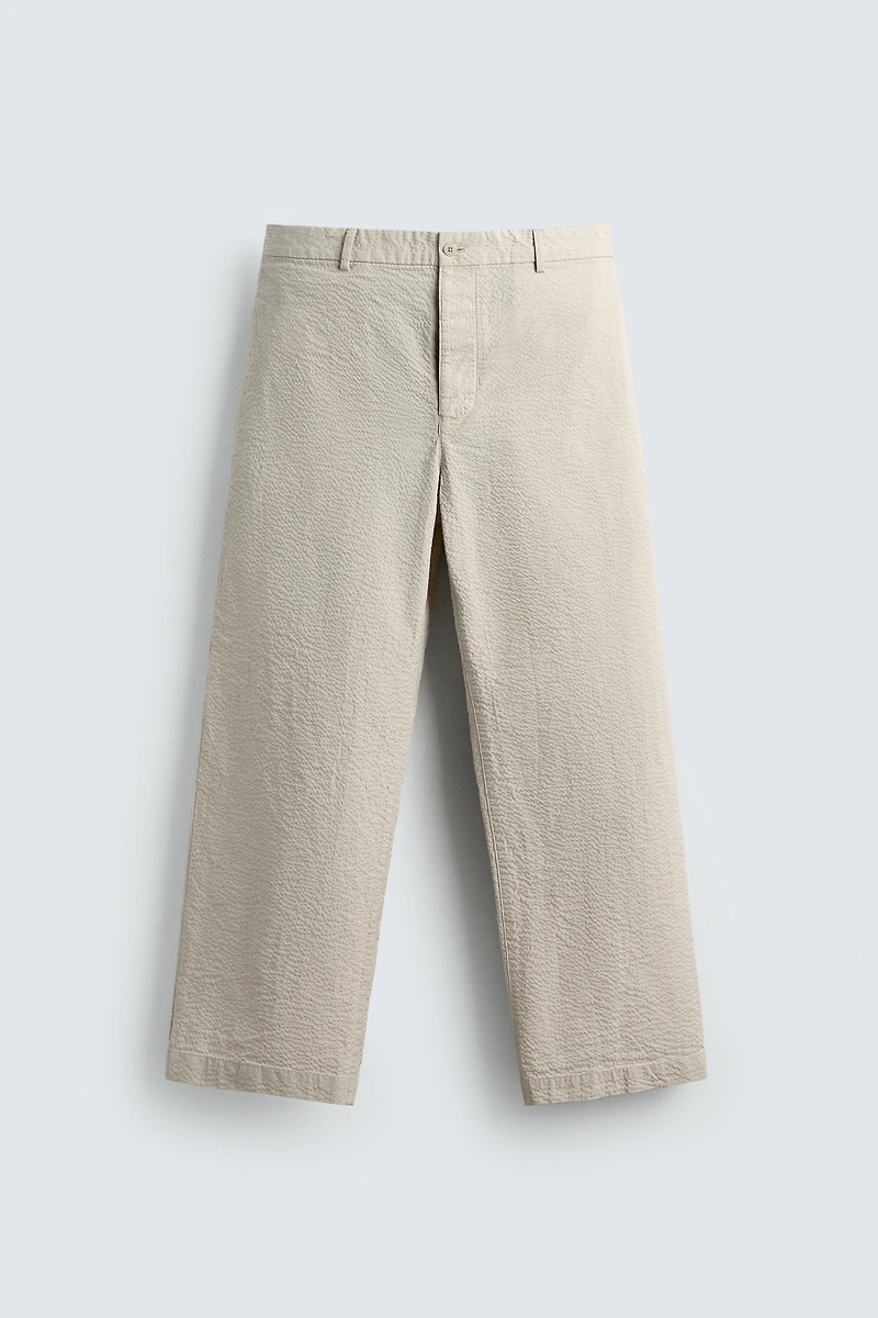 SEERSUCKER STRAIGHT FIT PANTS