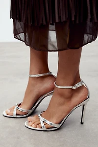 METALLIC EFFECT HIGH-HEEL SANDALS
