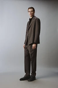 100% WOOL STRUCTURED PLEATED SUIT PANTS