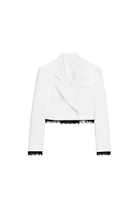 COMBINATION LACE BLAZER WITH SHOULDER PADS