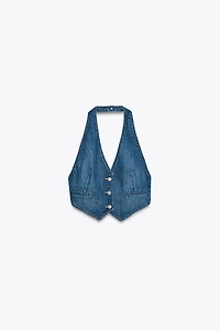 LACE-UP DENIM TOP
