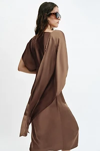 SATIN EFFECT CAPE MIDI DRESS
