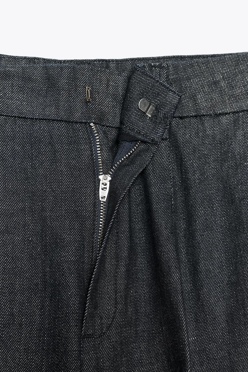 ZW COLLECTION PLEATED DENIM PANTS