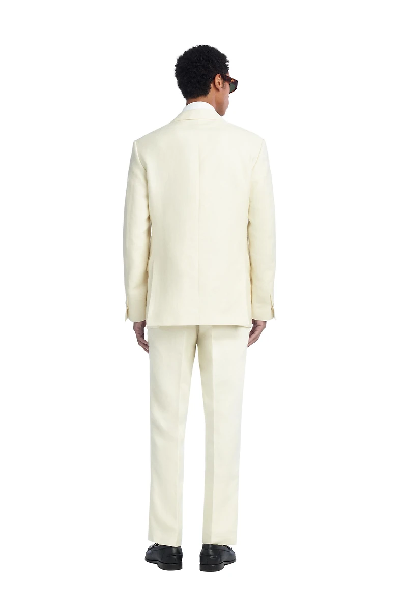 OVERSIZED FIT HERRINGBONE LINEN-WOOL SUIT BLAZER