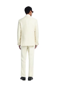 OVERSIZED FIT HERRINGBONE LINEN-WOOL SUIT BLAZER
