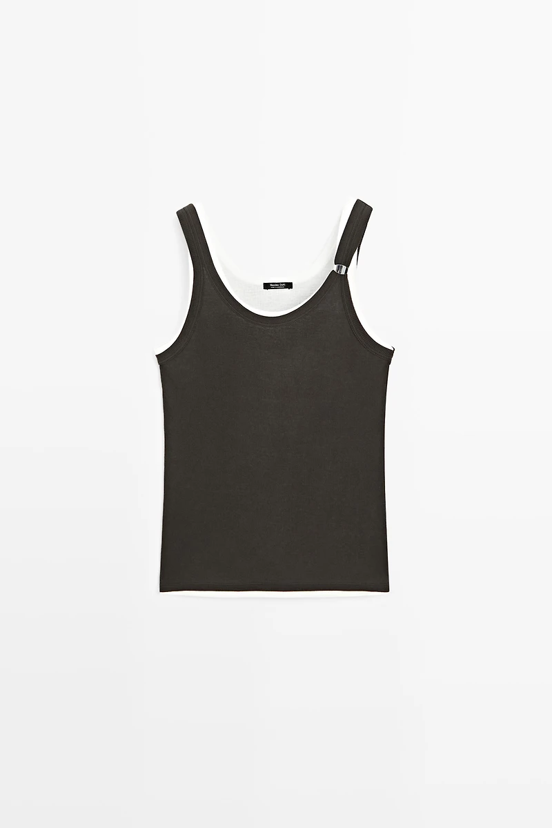 Double-layer strappy top with jewel detail