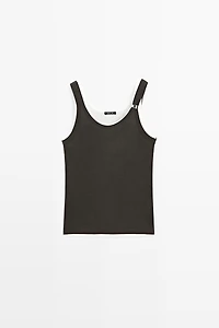 Double-layer strappy top with jewel detail