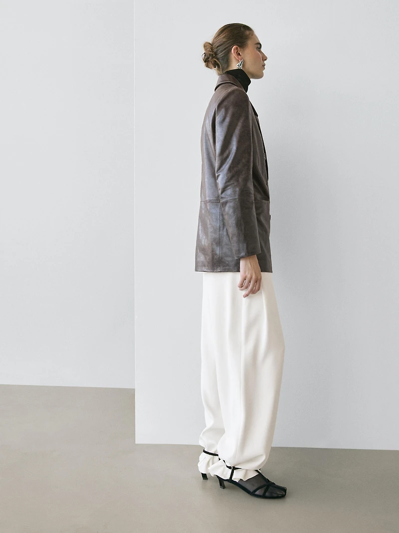 Nappa leather button-down blazer - STUDIO