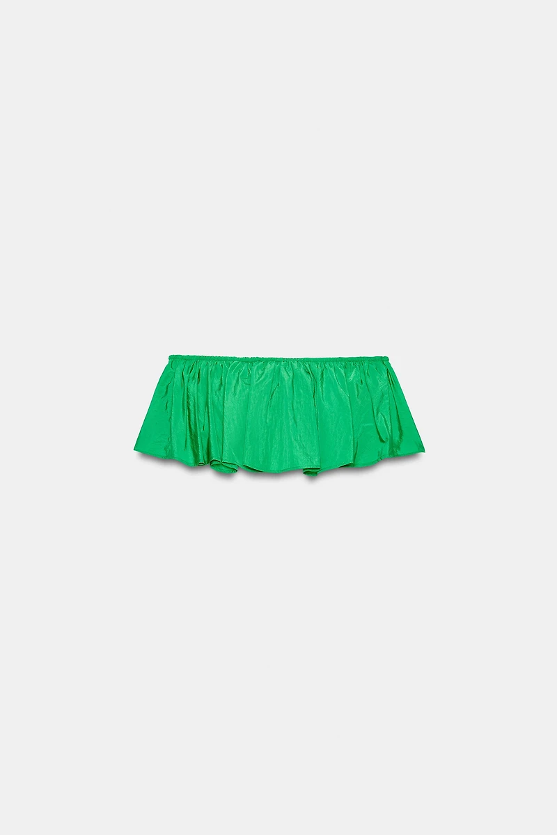 TOP BANDEAU EN TAFFETAS À VOLANT