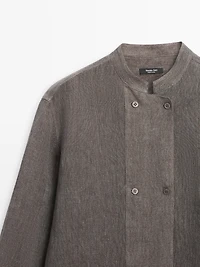 Flowing linen blend shirt with button details