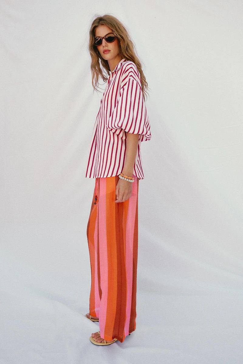 STRIPED PUFF SLEEVE SHIRT