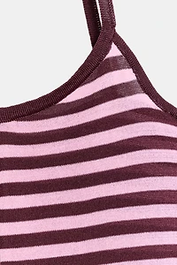 STRIPED KNIT STRAP TOP