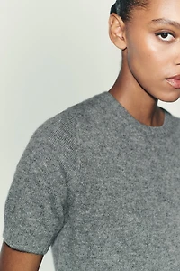 100% WOOL SHORT SLEEVE SWEATER