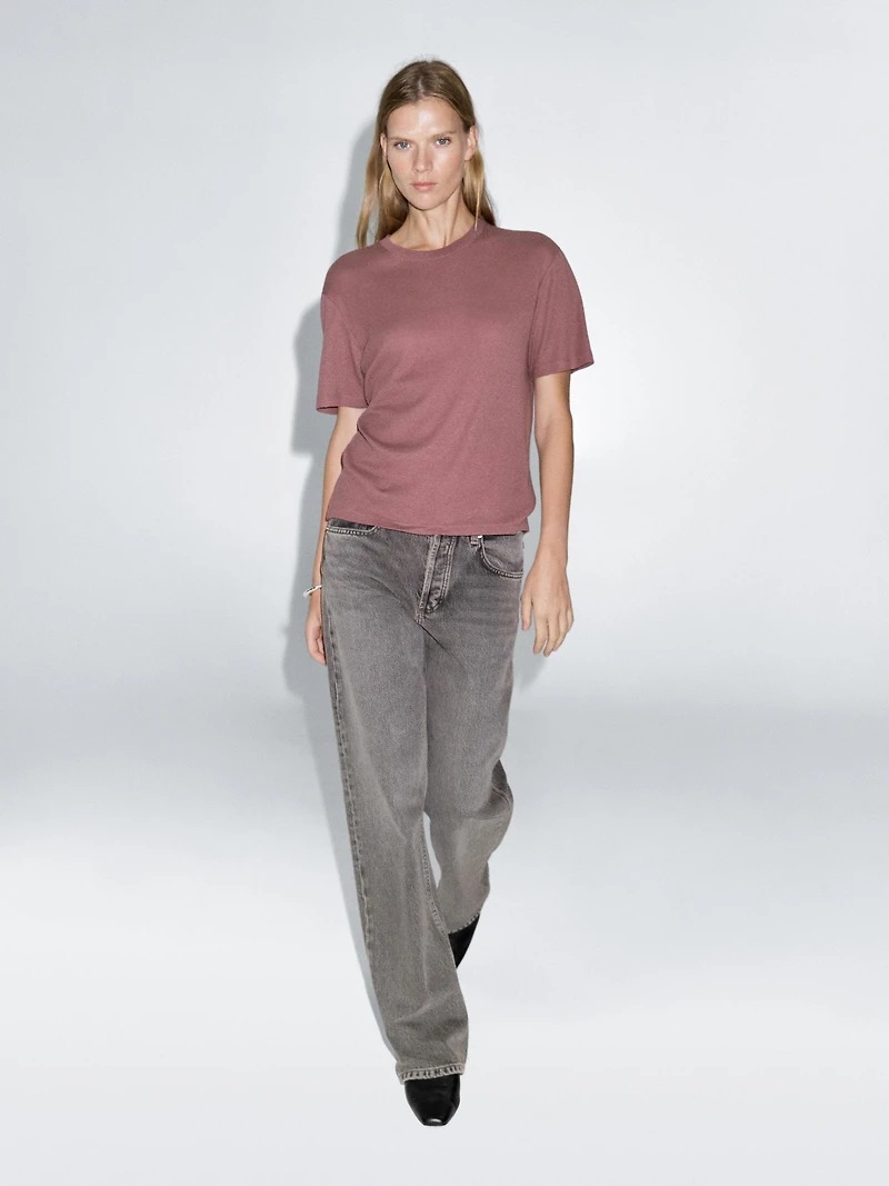 Short sleeve cotton blend T-shirt