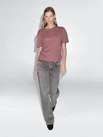 Short sleeve cotton blend T-shirt