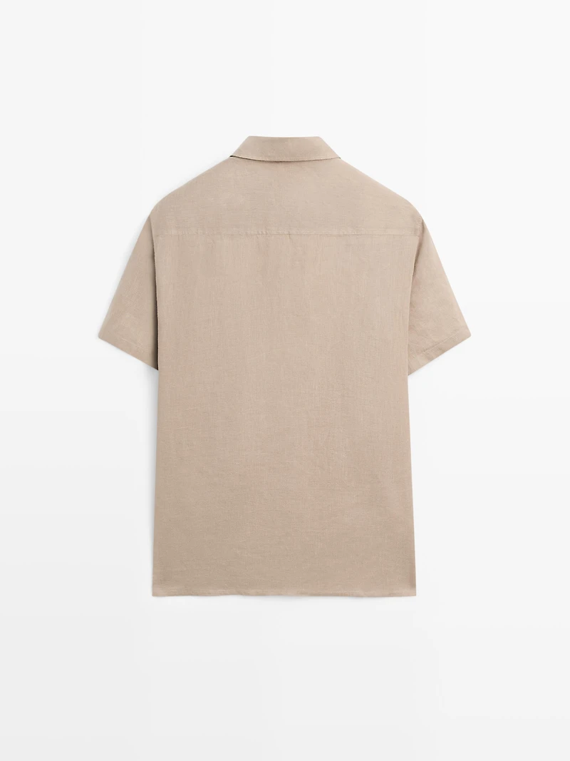 Regular fit short sleeve linen shirt