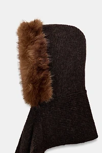 FAUX FUR HOODED SCARF