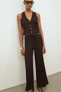 PANTALON DROIT TEXTURÉ