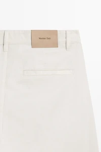 Barrel fit poplin denim-effect pants