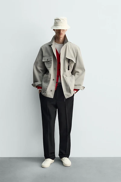 STRAIGHT FIT WOOL BLEND PANTS