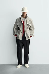 STRAIGHT FIT WOOL BLEND PANTS
