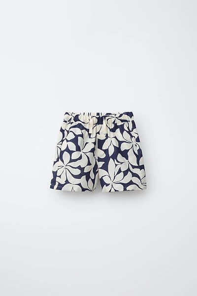 FLORAL PRINT SHORTS WITH COTTON AND LINEN