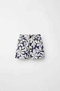 FLORAL PRINT SHORTS WITH COTTON AND LINEN