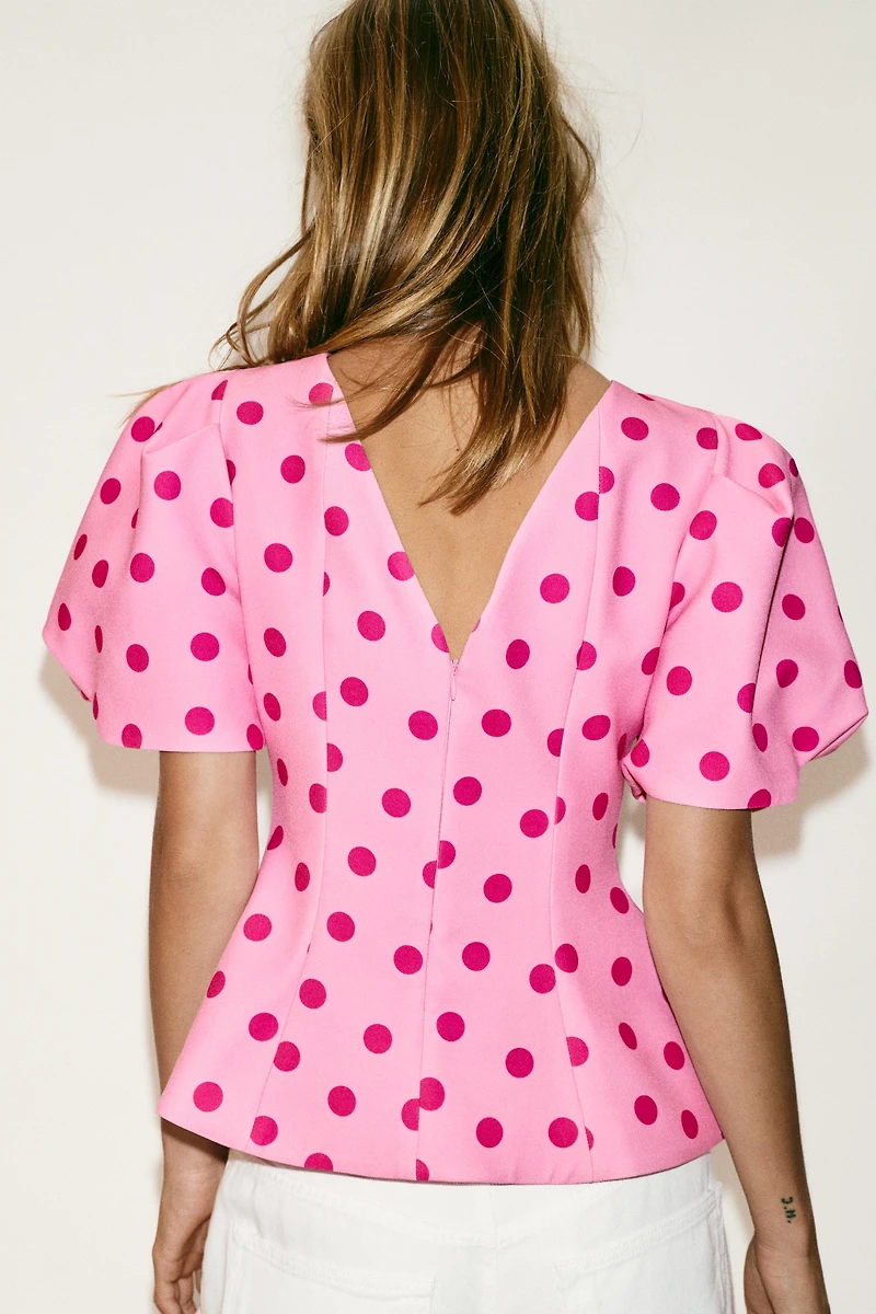 POLKA DOT PUFF SLEEVE TOP