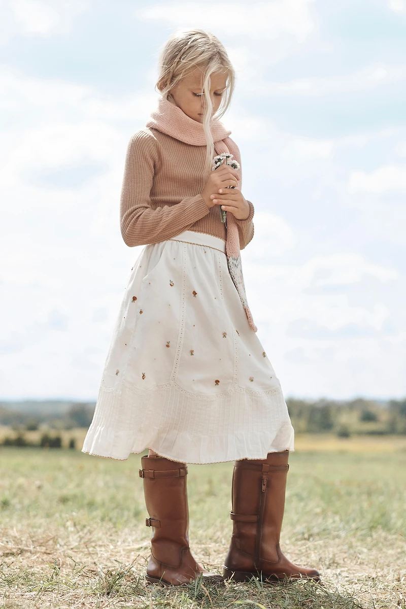 JUPE MI-LONGUE FLEURS BRODÉES LIMITED EDITION