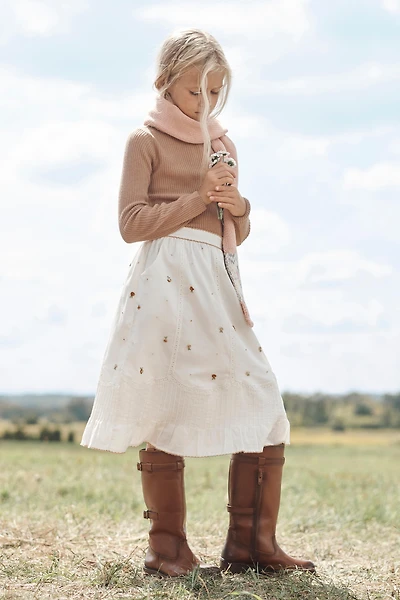 JUPE MI-LONGUE FLEURS BRODÉES LIMITED EDITION