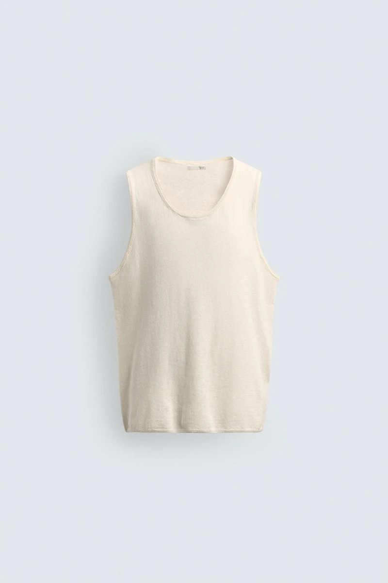 DÉBARDEUR EN TRICOT LIN - COTON