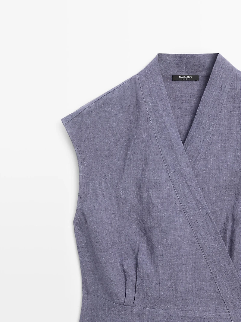 100% linen crossover waistcoat