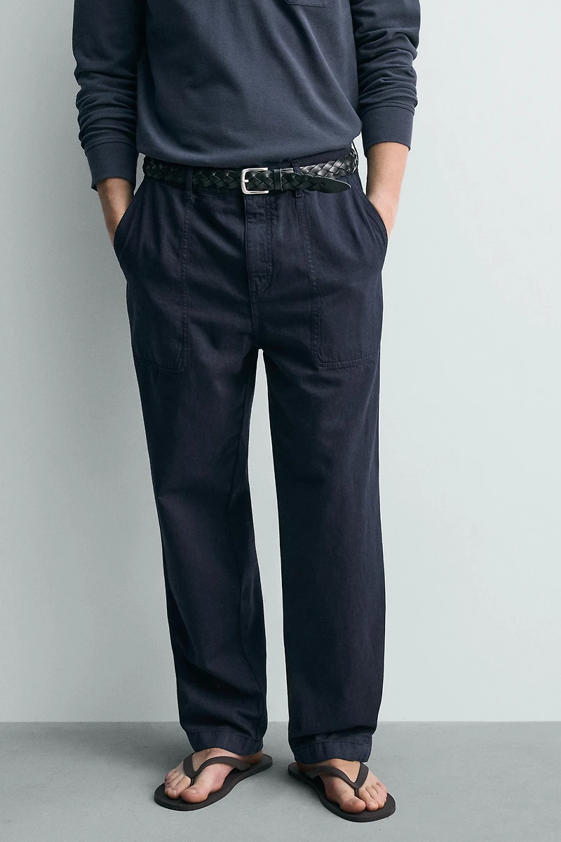 WASHED STRAIGHT FIT PANTS