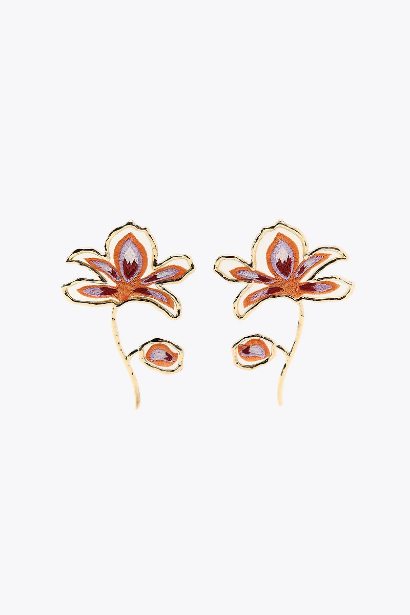 EMBROIDERED FLOWER EARRINGS