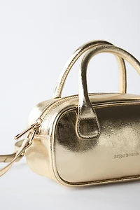 METALLIC MINI BOWLING CROSSBODY BAG