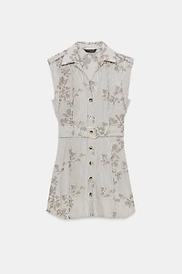 EMBROIDERED SEQUIN BELTED DRESS