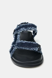 DENIM PLATFORM SANDALS