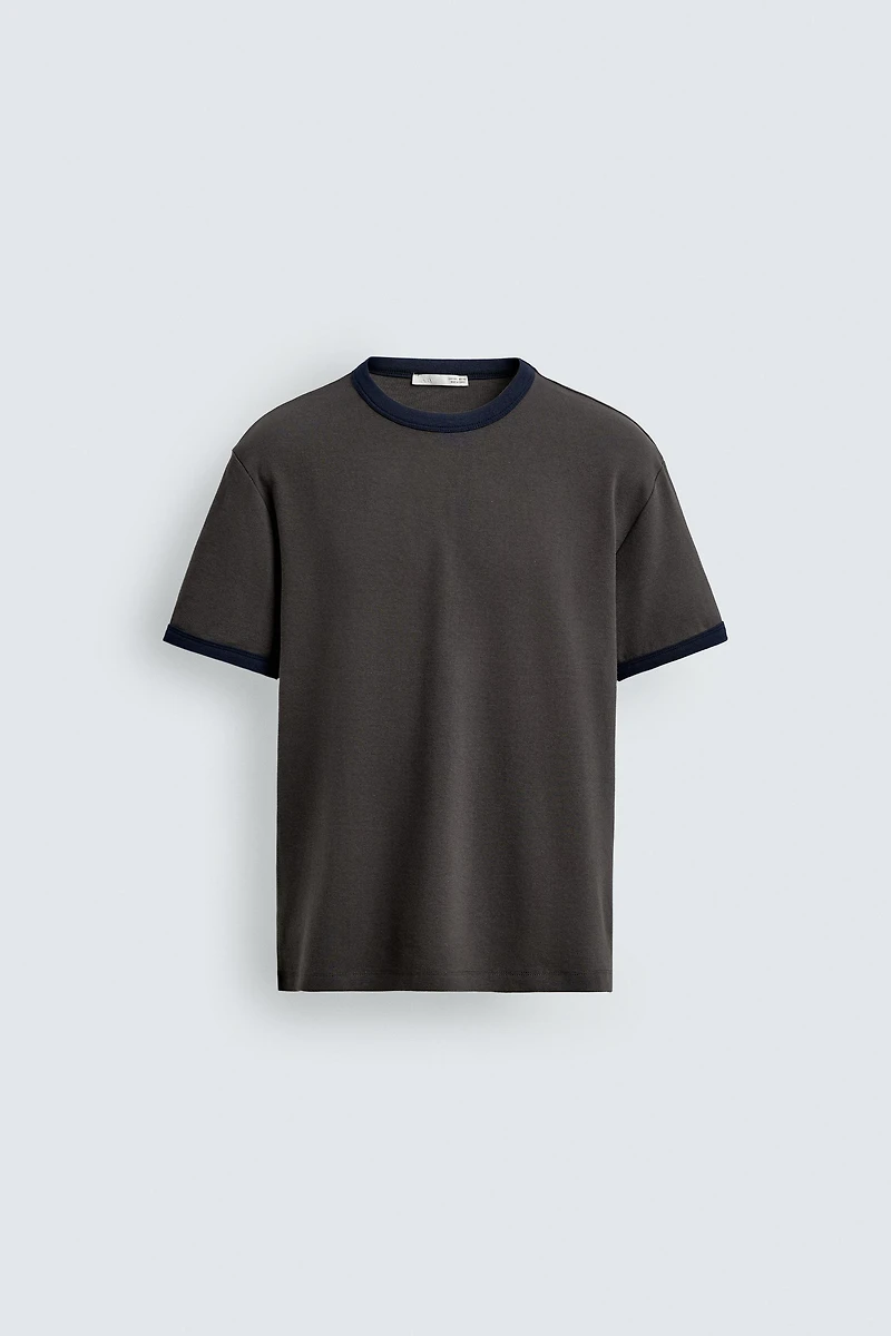 BASIC CONTRAST RIB T-SHIRT