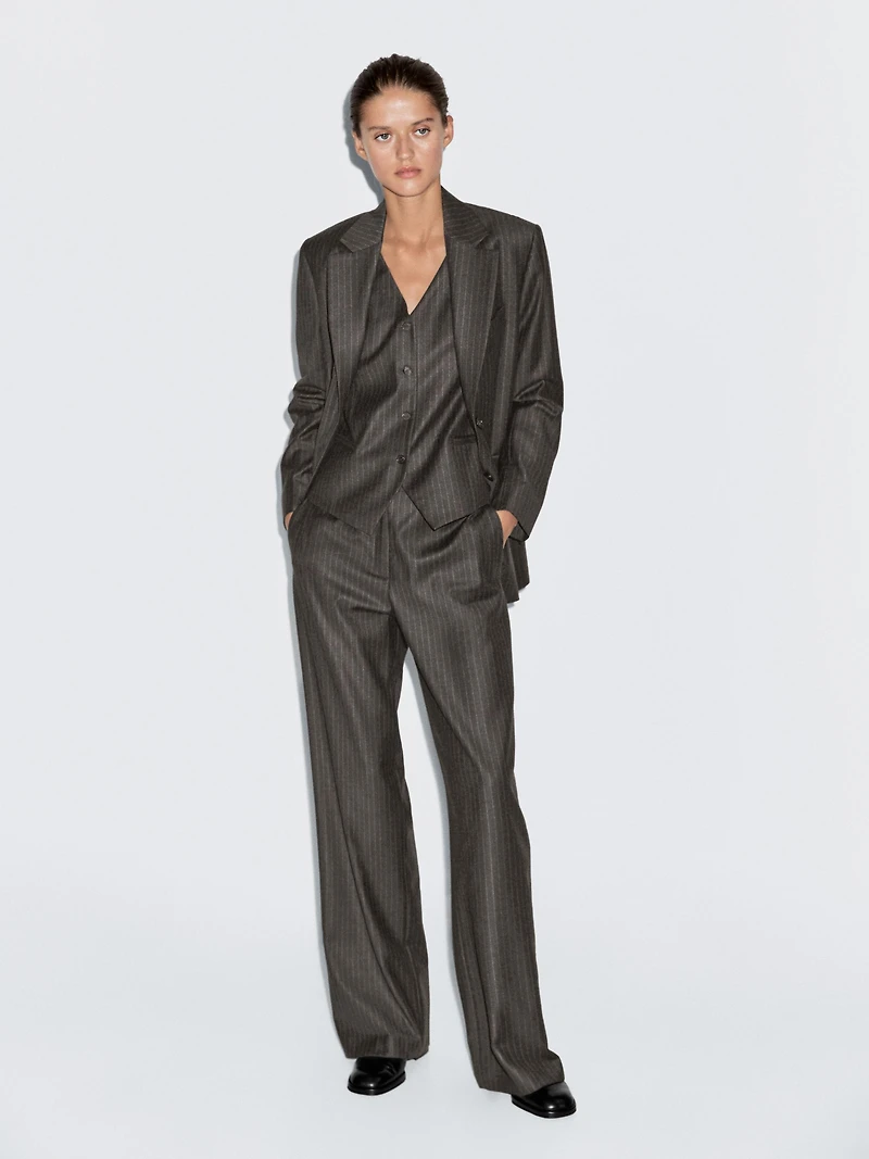 Pantalon à rayures tennis 100 % laine